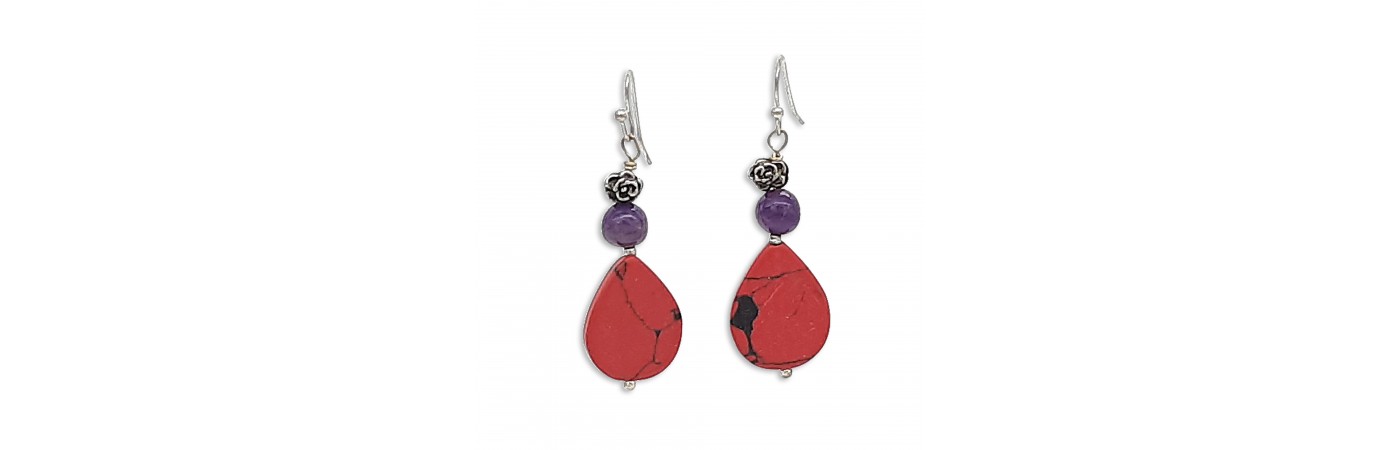 Red Recion Purple Quartz Earrings